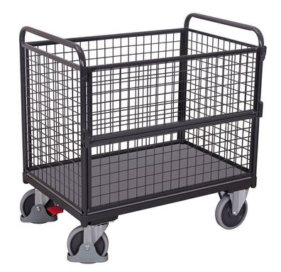 VARIOfit Drahtkastenwagen mit halb abklappbarer Laengswand 1000x650mm Anthrazitgrau