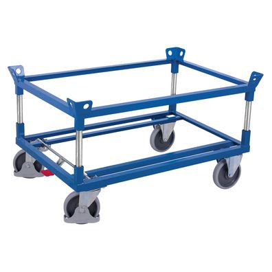 VARIOfit Palettenfahrgestell Gummibereifung fuer Gitterboxen/Europaletten mit 2 Wink