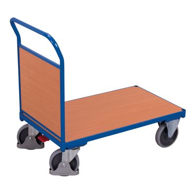 VARIOfit Stirnwandwagen mit Holzwand 880x500mm Enzianblau RAL 5016