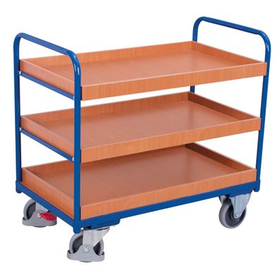 VARIOfit Etagenwagen, niedrig mit 3 Ladeflaechen, umrandet 965x655mm Anthrazitgrau R