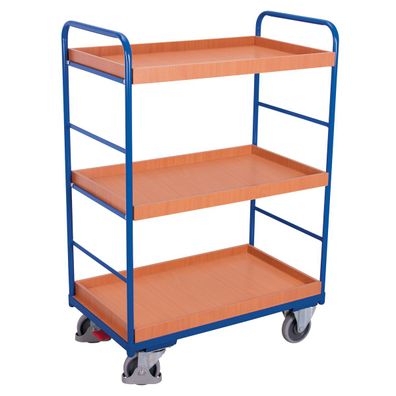 VARIOfit Etagenwagen, hoch mit 3 Ladeflaechen, umrandet 965x555mm Anthrazitgrau RAL