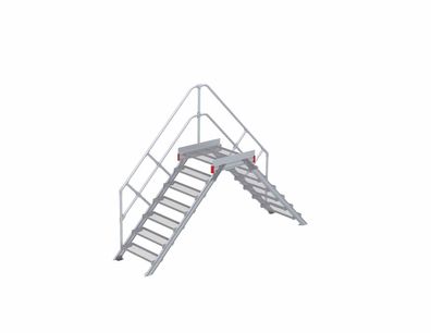 Euroline 512 Überstieg 45EUR 800mm Stufenbreite 2x7 Stufen Stahl Gitterrost