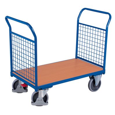 VARIOfit Doppel-Stirnwandwagen mit Drahtgitter 1000x600mm Enzianblau RAL 5016