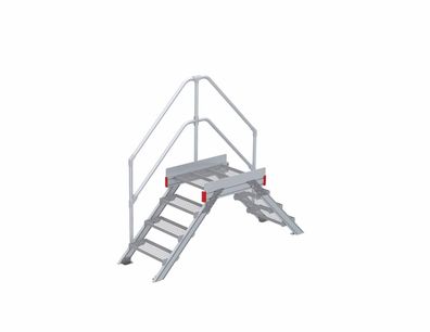 Euroline 512 Überstieg 45EUR 600mm Stufenbreite 2x4 Stufen Stahl Gitterrost