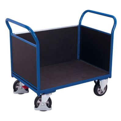 VARIOfit Dreiwandwagen mit Siebdruckplatte 1000kg Tragkraft 1595x765mm Enzianblau RA