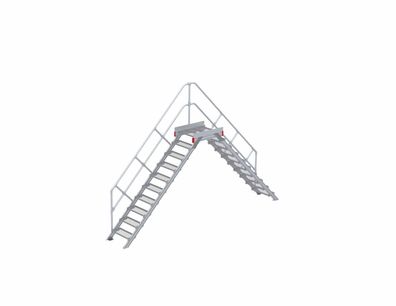 Euroline 512 Überstieg 45EUR 600mm Stufenbreite 2x10 Stufen Stahl Gitterrost