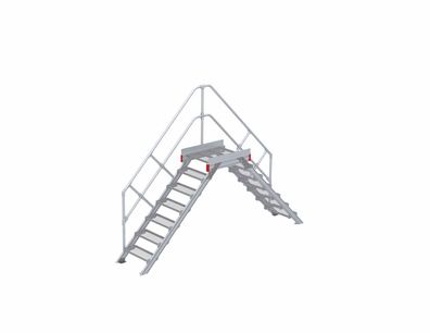 Euroline 512 Überstieg 45EUR 600mm Stufenbreite 2x7 Stufen Stahl Gitterrost