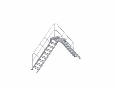 Euroline 512 Überstieg 45EUR 600mm Stufenbreite 2x9 Stufen Stahl Gitterrost