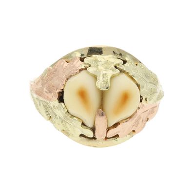 Grandlring Gold und Roségold 585 Handarbeit Jagdschmuck Second Hand 25324208 getragen