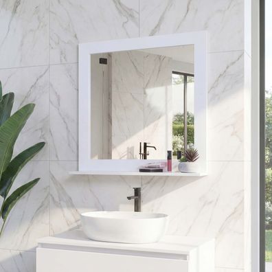 Wandspiegel HWC-F75, Badezimmer Badspiegel Spiegel, Landhaus 58x59x12cm weiß