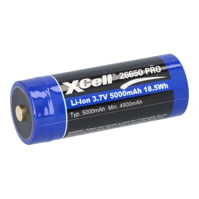 XCell 26650 Li-Ion Akku 3,7V 5000mAh mit PCB Schutz – Hochleistungszelle