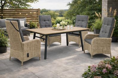 Destiny PALMA HL SAN MARINO Sitzgruppe 4 HL+Tisch 180x90cm, rechteckig, holzfarben