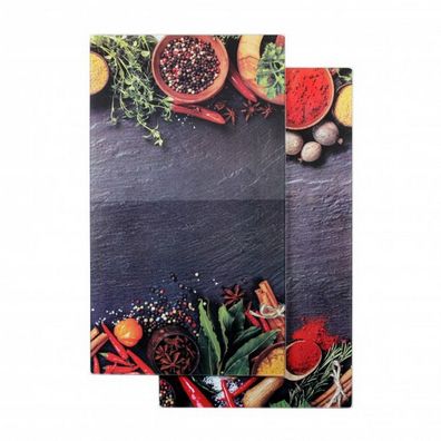 Axentia 2 x Glasschneideplatte / Herdabdeckung 52x30 cm Kräuter&Gewürze 133060