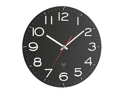 TFA Funk-Wanduhr Batteriebetrieb 31cm schwarz