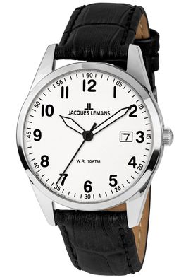 Jacques Lemans Herrenuhr Quarz mit Lederband 1-2002B