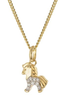 trendor Schmuck Kinder-Halskette 925 Silber Vergoldet Mit Pferdchen-Anhänger 21146
