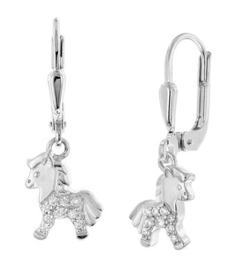 trendor Schmuck Mädchen-Ohrringe Pferd 925 Silber Zirkonia Ohrhänger 21145