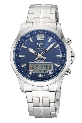 ETT Eco Tech Time Funk-Solar Herrenuhr Professional Worldtimer Blau EGA-11716-31M