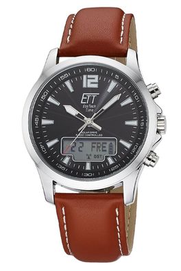 ETT Eco Tech Time Herrenuhr Funk-Solar Professional Worldtimer Braun EGA-11713-21L