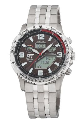 ETT Eco Tech Time Funk-Solar Herrenuhr Professional Worldtimer Titan EGT-11720-22M