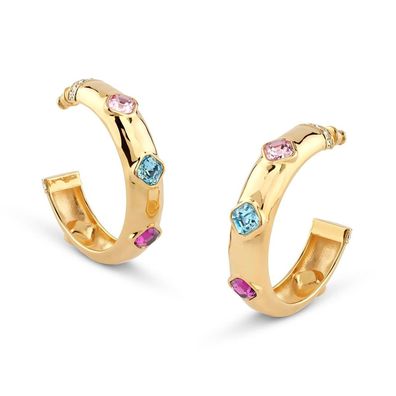 Guess Schmuck Damen-Creolen Multi Crystals Ohrringe Goldfarben JUBE05314JWYGMCT/U