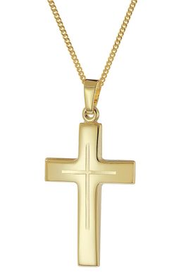 trendor Schmuck Kreuz-Anhänger Gold 333/8K mit vergoldeter Herren-Silberkette 21160