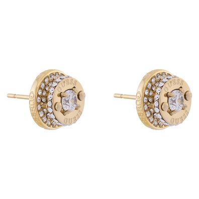 Guess Schmuck Damen-Ohrringe Ohrstecker Coin Pave Goldfarben JUBE05557JWYGT/U