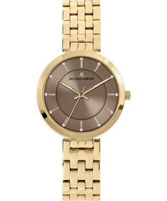 Jacques Lemans Damenuhr Milano Goldfarben/Braun 1-2211F