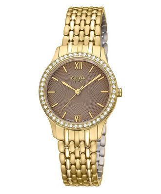 Boccia Damen-Titanuhr mit Saphirglas Goldfarben/Braun 3376-03