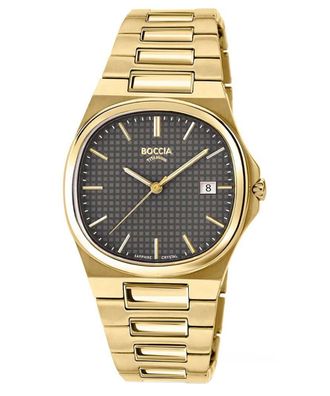 Boccia Herren-Titanuhr mit Saphirglas Goldfarben/Braun 3657-06