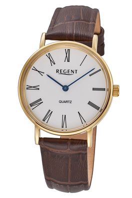 Regent F-1577 Quarzuhr für Damen Braun/Goldfarben