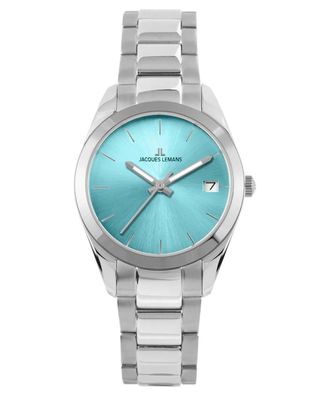 Jacques Lemans Damenuhr Derby Edelstahl/Türkis 1-1878C