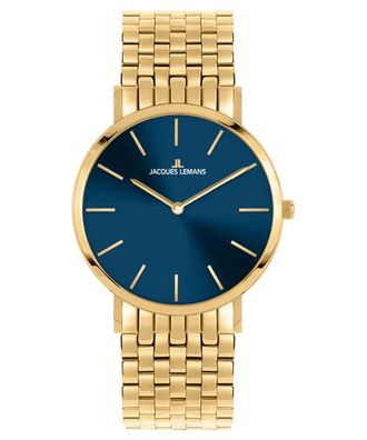 Jacques Lemans Damen-Armbanduhr Nizza Goldfarben/Dunkelblau 1-2172M