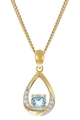 trendor Schmuck Damen Anhänger Gold 333 mit Blautopas an vergoldeter Silberkette 211