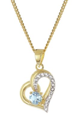 trendor Schmuck Damen Herzanhänger 333 Gold mit Topas an vergoldeter Halskette 21196