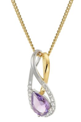 trendor Schmuck Damen Gold-Anhänger 333 Bicolor Amethyst mit vergoldeter Kette 21198