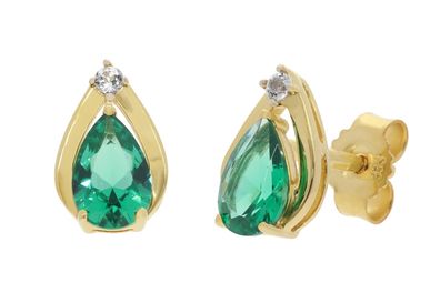 trendor Schmuck Damen-Ohrringe Gold 333 / 8K Ohrstecker Smaragd 21185