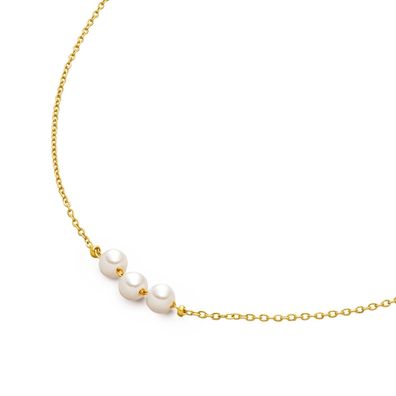 Boccia Schmuck Damen-Kette Titan Goldplattiert mit 3 Süßwasser-Zuchtperlen 08097-02