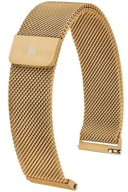 Hirsch Milanaise Uhrenarmband 22 mm Goldfarben 30161410-1-22
