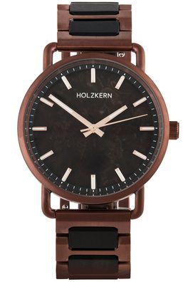 Holzkern Armbanduhr Quarz Espressino Kaffee/Ahorn