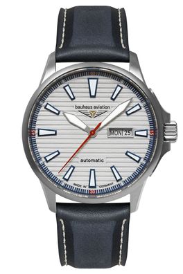 Bauhaus Herrenuhr Aviation Iron Annie Automatik Titan/Leder Blau 2862-1