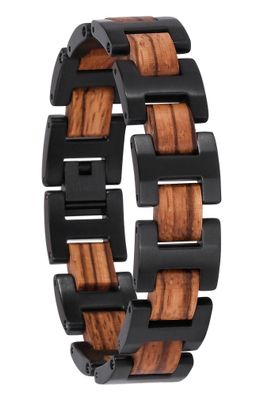 Holzkern Schmuck Herrenarmband Edelstahl mit Holz Acoustic Zebrano/Schwarz