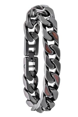 Holzkern Schmuck Herren-Armband Edelstahl mit Holz Bodyguards Walnuss/Dunkelgrau