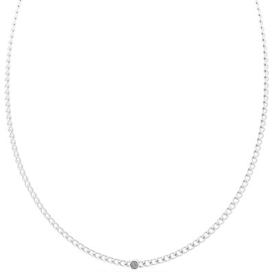 Holzkern Schmuck Herren-Halskette Edelstahl Bodyguards Meteorit/Silberfarben