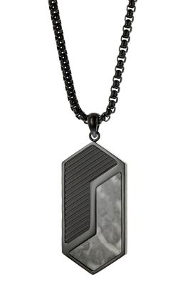 Holzkern Schmuck Herren-Halskette Edelstahl Zigzag Marmor/Schwarz