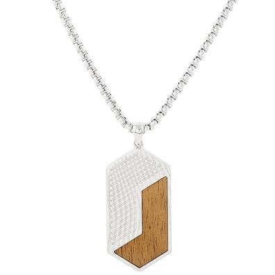 Holzkern Schmuck Herren-Halskette Edelstahl Zigzag Koa/Damast