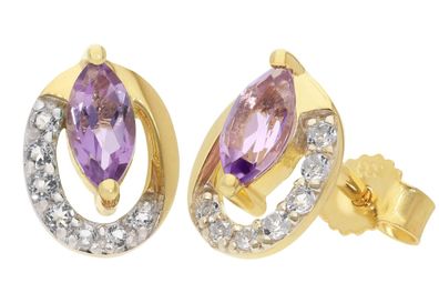 trendor Schmuck Damen-Ohrringe Gold 333 / 8K Ohrstecker Amethyst und Topase 21174