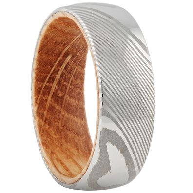 Holzkern Schmuck Herren-Ring Edelstahl Sumo Eiche/Damast