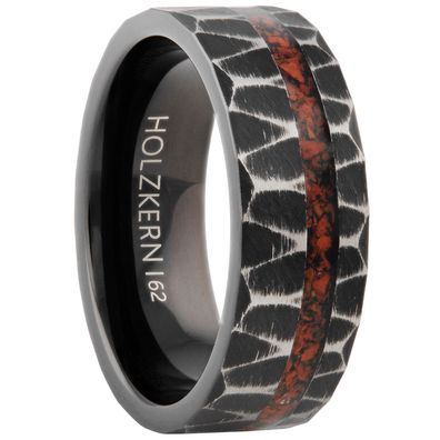 Holzkern Schmuck Herrenring Sumo Obsidian/Titan