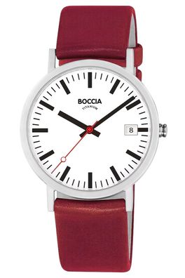 Boccia Herren-Armbanduhr Titan mit Datum Rot 3670-03